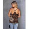 imageEkouaer Silk Tank Top for Women Mesh V Neck Satin Camisole Silky Sleeveless Tank Cami ShirtBrown Leaf