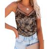 imageEkouaer Silk Tank Top for Women Mesh V Neck Satin Camisole Silky Sleeveless Tank Cami ShirtBrown Leaf