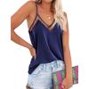 imageEkouaer Silk Tank Top for Women Mesh V Neck Satin Camisole Silky Sleeveless Tank Cami ShirtNavy Blue