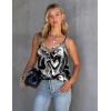 imageEkouaer Silk Tank Top for Women Mesh V Neck Satin Camisole Silky Sleeveless Tank Cami ShirtWhite and Black