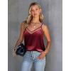 imageEkouaer Silk Tank Top for Women Mesh V Neck Satin Camisole Silky Sleeveless Tank Cami ShirtWine Red