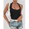 imageEkouaer Women Halter Top Backless Scroop Neck Slim Stretchy Ribbed Knit Camisole Crop Tops SXXLBlack