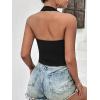 imageEkouaer Women Halter Top Backless Scroop Neck Slim Stretchy Ribbed Knit Camisole Crop Tops SXXLBlack