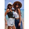 imageEkouaer Women Halter Top Backless Scroop Neck Slim Stretchy Ribbed Knit Camisole Crop Tops SXXLBlack