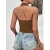 imageEkouaer Women Halter Top Backless Scroop Neck Slim Stretchy Ribbed Knit Camisole Crop Tops SXXLBrown
