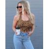 imageEkouaer Women Halter Top Backless Scroop Neck Slim Stretchy Ribbed Knit Camisole Crop Tops SXXLBrown Leopard