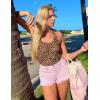imageEkouaer Women Halter Top Backless Scroop Neck Slim Stretchy Ribbed Knit Camisole Crop Tops SXXLBrown Leopard