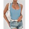 imageEkouaer Women Halter Top Backless Scroop Neck Slim Stretchy Ribbed Knit Camisole Crop Tops SXXLClear Blue