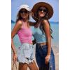imageEkouaer Women Halter Top Backless Scroop Neck Slim Stretchy Ribbed Knit Camisole Crop Tops SXXLClear Blue