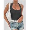 imageEkouaer Women Halter Top Backless Scroop Neck Slim Stretchy Ribbed Knit Camisole Crop Tops SXXLDark Gray