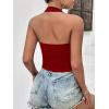 imageEkouaer Women Halter Top Backless Scroop Neck Slim Stretchy Ribbed Knit Camisole Crop Tops SXXLDeep Red