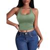 imageEkouaer Women Halter Top Backless Scroop Neck Slim Stretchy Ribbed Knit Camisole Crop Tops SXXLGray Green