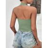 imageEkouaer Women Halter Top Backless Scroop Neck Slim Stretchy Ribbed Knit Camisole Crop Tops SXXLGray Green