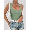 imageEkouaer Women Halter Top Backless Scroop Neck Slim Stretchy Ribbed Knit Camisole Crop Tops SXXLGray Green