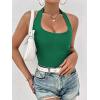 imageEkouaer Women Halter Top Backless Scroop Neck Slim Stretchy Ribbed Knit Camisole Crop Tops SXXLGreen