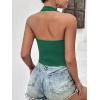 imageEkouaer Women Halter Top Backless Scroop Neck Slim Stretchy Ribbed Knit Camisole Crop Tops SXXLGreen