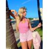 imageEkouaer Women Halter Top Backless Scroop Neck Slim Stretchy Ribbed Knit Camisole Crop Tops SXXLHot Pink