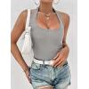 imageEkouaer Women Halter Top Backless Scroop Neck Slim Stretchy Ribbed Knit Camisole Crop Tops SXXLLight Gray