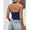 imageEkouaer Women Halter Top Backless Scroop Neck Slim Stretchy Ribbed Knit Camisole Crop Tops SXXLNavy
