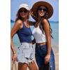 imageEkouaer Women Halter Top Backless Scroop Neck Slim Stretchy Ribbed Knit Camisole Crop Tops SXXLNavy