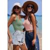 imageEkouaer Women Halter Top Backless Scroop Neck Slim Stretchy Ribbed Knit Camisole Crop Tops SXXLPink