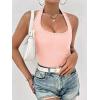 imageEkouaer Women Halter Top Backless Scroop Neck Slim Stretchy Ribbed Knit Camisole Crop Tops SXXLPink