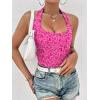 imageEkouaer Women Halter Top Backless Scroop Neck Slim Stretchy Ribbed Knit Camisole Crop Tops SXXLPink Leopard