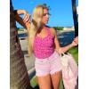 imageEkouaer Women Halter Top Backless Scroop Neck Slim Stretchy Ribbed Knit Camisole Crop Tops SXXLPink Leopard