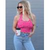 imageEkouaer Women Halter Top Backless Scroop Neck Slim Stretchy Ribbed Knit Camisole Crop Tops SXXLPink Leopard