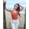 imageEkouaer Women Halter Top Backless Scroop Neck Slim Stretchy Ribbed Knit Camisole Crop Tops SXXLRed