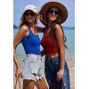imageEkouaer Women Halter Top Backless Scroop Neck Slim Stretchy Ribbed Knit Camisole Crop Tops SXXLSky Blue