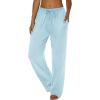 imageEkouaer Women Pajama Pants Comfy Pj Bottom with Pockets Stretch Plaid SleepwearLight Blue