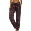 imageEkouaer Women Pajama Pants Comfy Pj Bottom with Pockets Stretch Plaid SleepwearLittle Cherry Print