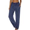 imageEkouaer Women Pajama Pants Comfy Pj Bottom with Pockets Stretch Plaid SleepwearPolka Dotsblue