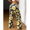 imageEkouaer Women Pajama Pants Comfy Pj Bottom with Pockets Stretch Plaid SleepwearSunflower Print