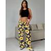 imageEkouaer Women Pajama Pants Comfy Pj Bottom with Pockets Stretch Plaid SleepwearSunflower Print