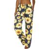 imageEkouaer Women Pajama Pants Comfy Pj Bottom with Pockets Stretch Plaid SleepwearSunflower Print