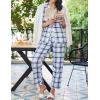 imageEkouaer Women Pajamas Set Button Down Sleepwear Short Sleeve Nightwear with Long Pants Soft Pjs Set SXXL2blue Plaid