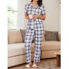 imageEkouaer Women Pajamas Set Button Down Sleepwear Short Sleeve Nightwear with Long Pants Soft Pjs Set SXXL2blue Plaid