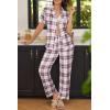 imageEkouaer Women Pajamas Set Button Down Sleepwear Short Sleeve Nightwear with Long Pants Soft Pjs Set SXXLBblack Pink Plaid