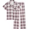 imageEkouaer Women Pajamas Set Button Down Sleepwear Short Sleeve Nightwear with Long Pants Soft Pjs Set SXXLBblack Pink Plaid