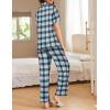 imageEkouaer Women Pajamas Set Button Down Sleepwear Short Sleeve Nightwear with Long Pants Soft Pjs Set SXXLBblue Black Plaid