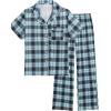 imageEkouaer Women Pajamas Set Button Down Sleepwear Short Sleeve Nightwear with Long Pants Soft Pjs Set SXXLBblue Black Plaid