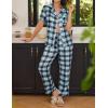 imageEkouaer Women Pajamas Set Button Down Sleepwear Short Sleeve Nightwear with Long Pants Soft Pjs Set SXXLBblue Black Plaid