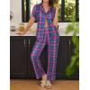 imageEkouaer Women Pajamas Set Button Down Sleepwear Short Sleeve Nightwear with Long Pants Soft Pjs Set SXXLBmagenta Plaid