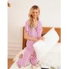 imageEkouaer Women Pajamas Set Button Down Sleepwear Short Sleeve Nightwear with Long Pants Soft Pjs Set SXXLClouds