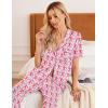 imageEkouaer Women Pajamas Set Button Down Sleepwear Short Sleeve Nightwear with Long Pants Soft Pjs Set SXXLMonkey