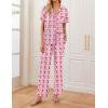 imageEkouaer Women Pajamas Set Button Down Sleepwear Short Sleeve Nightwear with Long Pants Soft Pjs Set SXXLMonkey