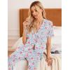 imageEkouaer Women Pajamas Set Button Down Sleepwear Short Sleeve Nightwear with Long Pants Soft Pjs Set SXXLPink Leopard