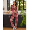 imageEkouaer Women Pajamas Set Button Down Sleepwear Short Sleeve Nightwear with Long Pants Soft Pjs Set SXXLRed Blue Plaid